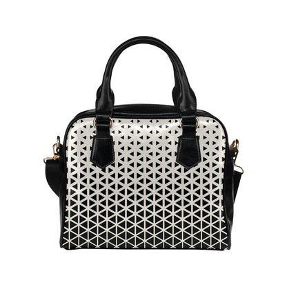 Geometric Black White Pattern Print Design 03 Shoulder Handbag