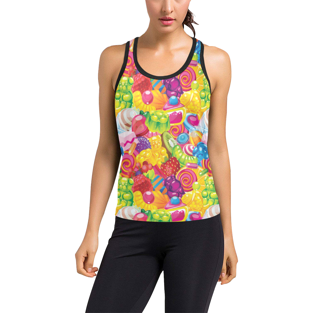 Candy Pattern Print Design CA01 Women's Racerback Tank Top