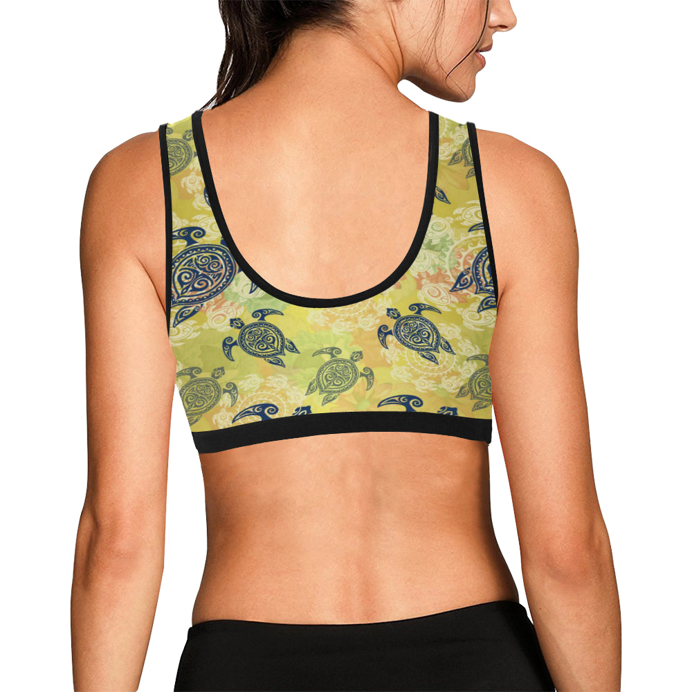 Hawaiian Turtle Tribal Design Print Sports Bra