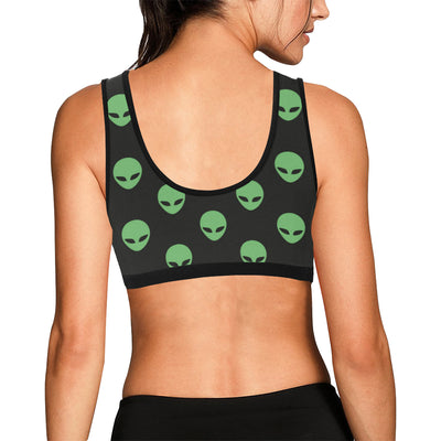 Alien Green Neon Pattern Print Design 01 Sports Bra