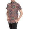 Bohemian Pattern Print Design 07 Men's Short Sleeve Button Up Shirt