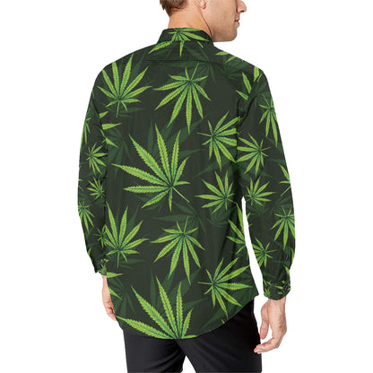 Pot Leaf Pattern Print Design A03 Men's Long Sleeve Shirt