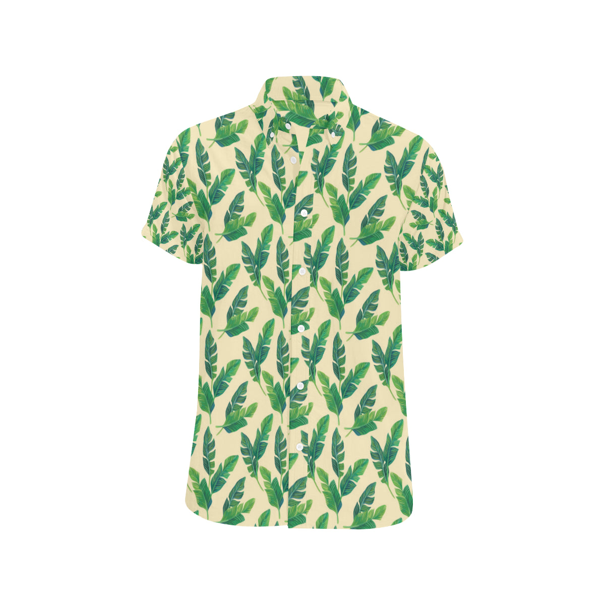 Banana Leaf Pattern Print Design 01 Men's Short Sleeve Button Up Shirt
