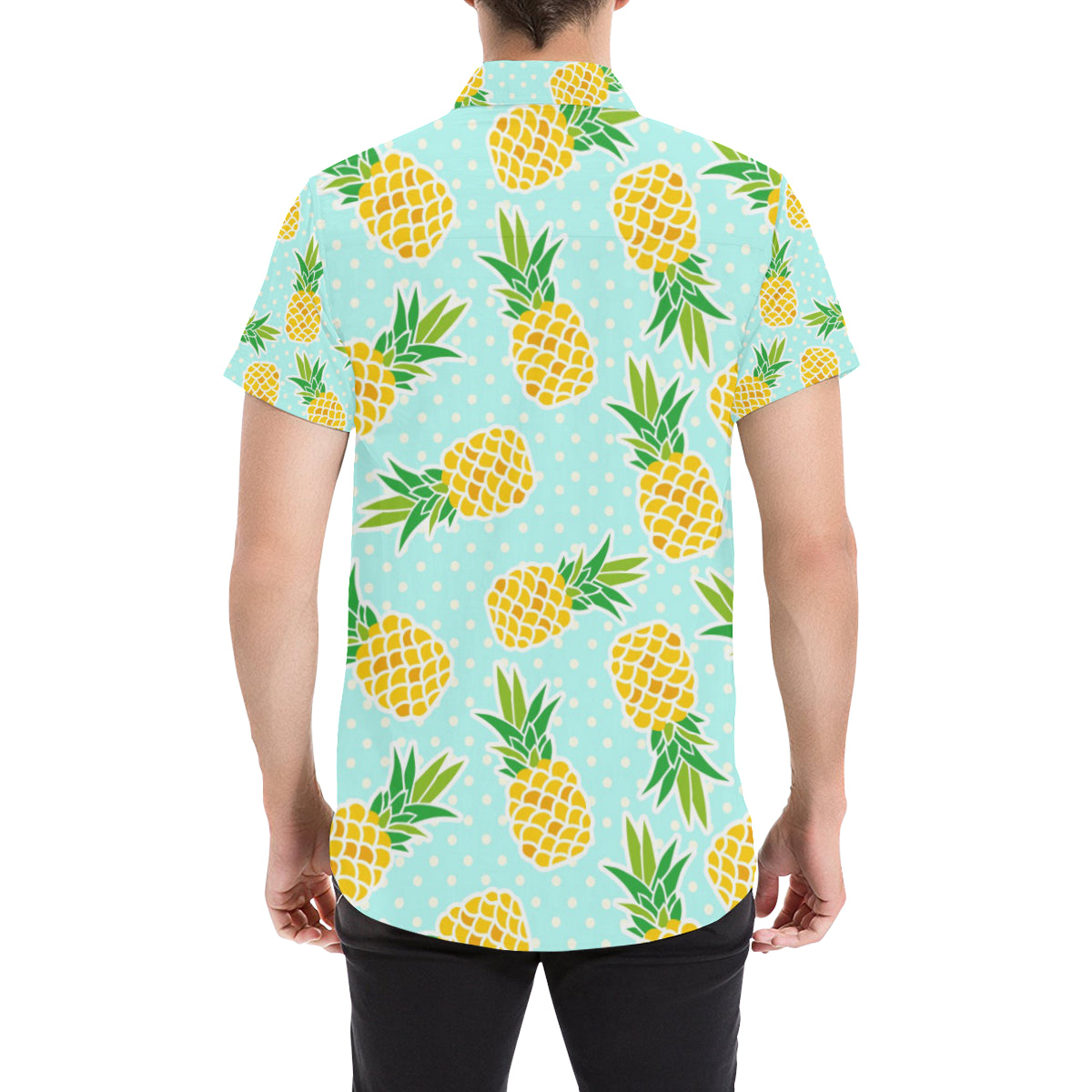 Pineapple Pattern Print Design PP01 Men's Short Sleeve Button Up Shirt