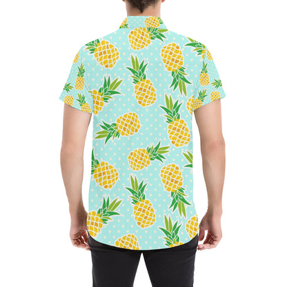 Pineapple Pattern Print Design PP01 Men's Short Sleeve Button Up Shirt