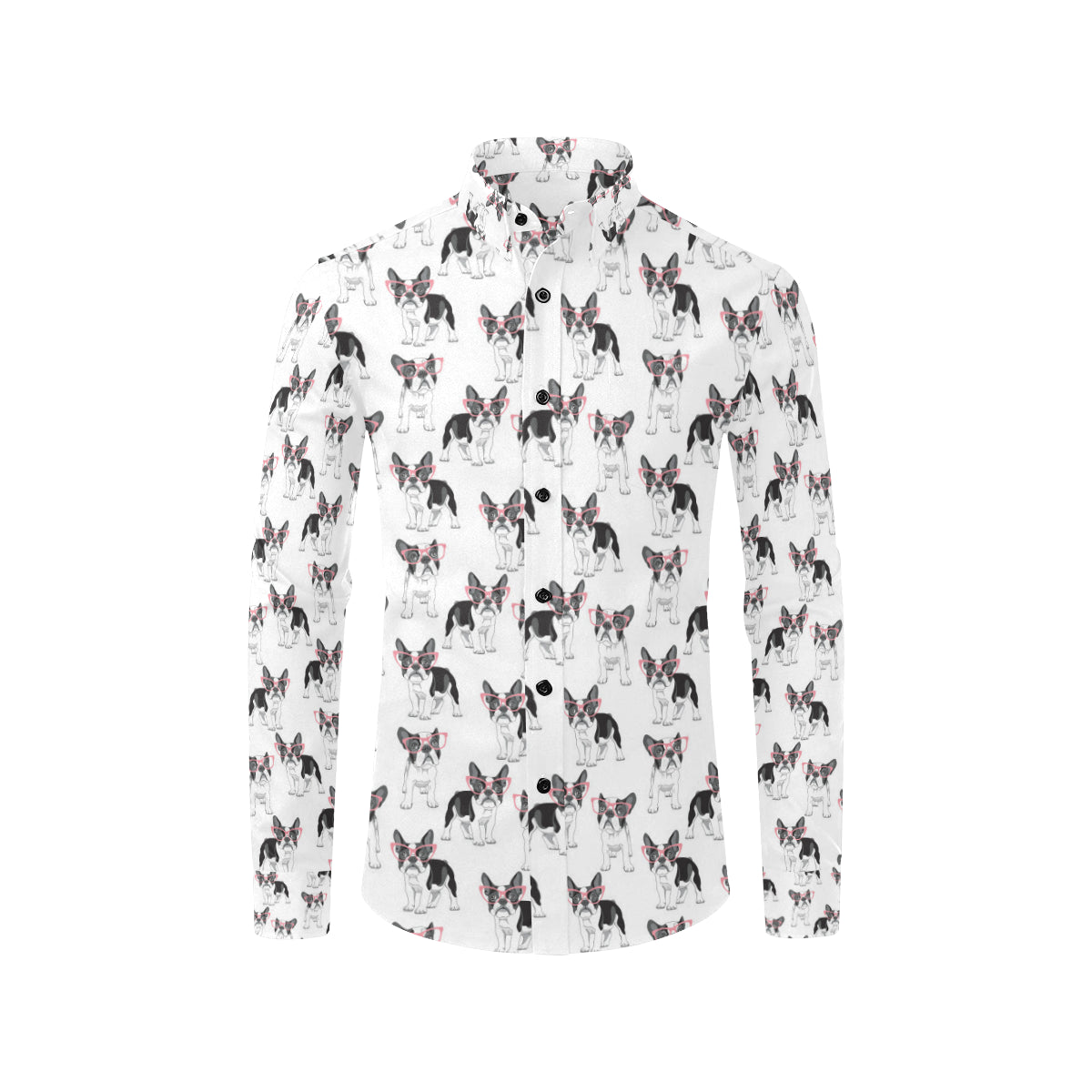 Boston Terrier Pattern Print Design 03 Men's Long Sleeve Shirt