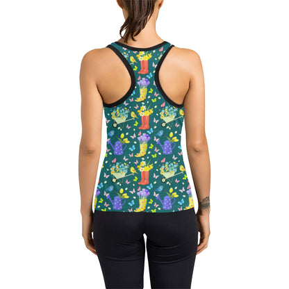 Gardening Pattern Print Design G08 Women's Racerback Tank Top