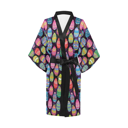 Easter Eggs Pattern Print Design RB08 Women Kimono Robe
