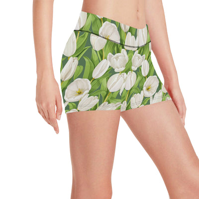 Tulip White Pattern Print Design TP05 Yoga Shorts