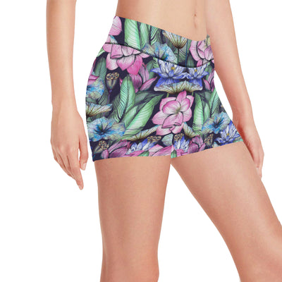 Water Lily Pattern Print Design WL07 Yoga Shorts