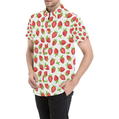 Strawberry Pattern Print Design SB07 Men's Short Sleeve Button Up Shirt