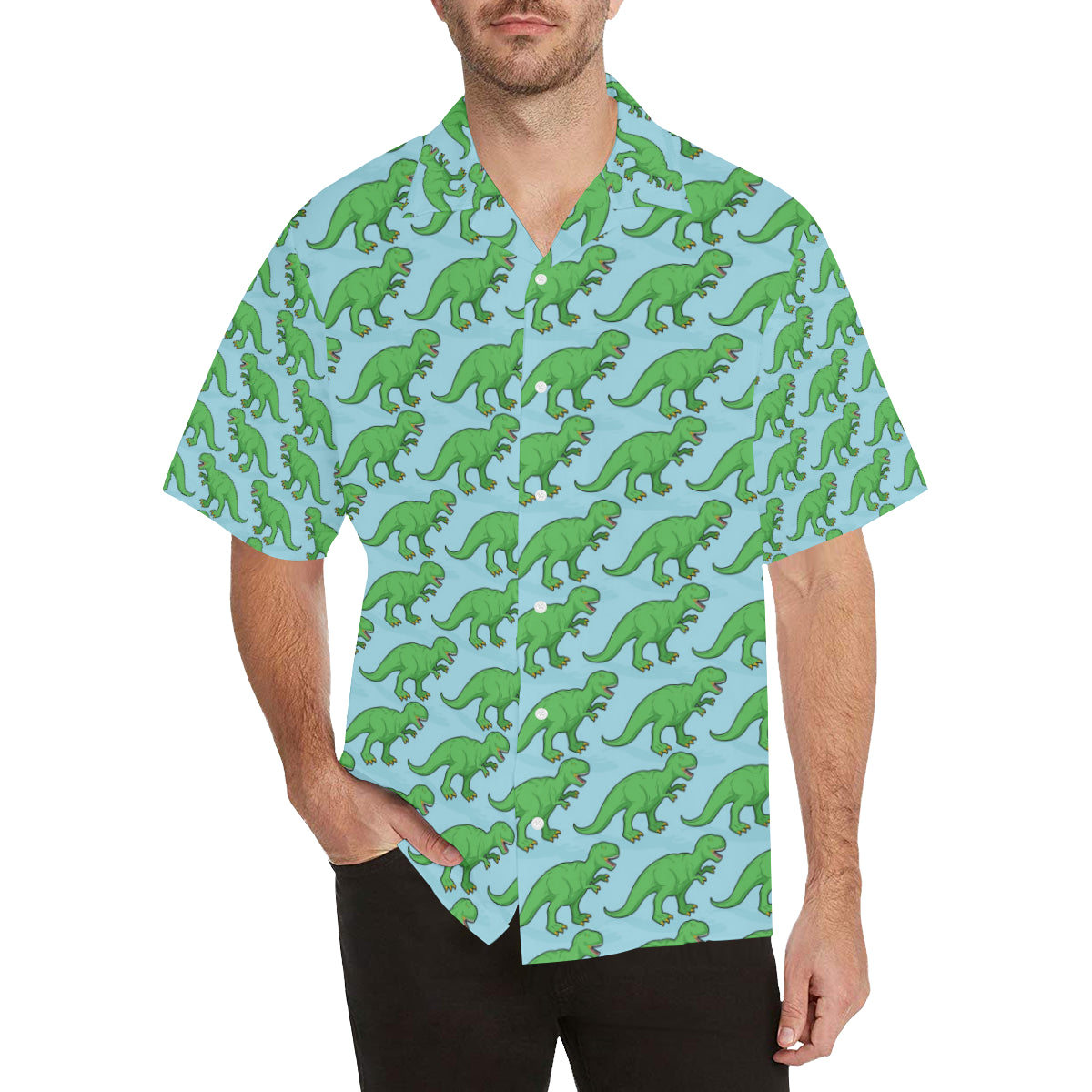 T Rex Pattern Print Design A01 Men's Hawaiian Shirt