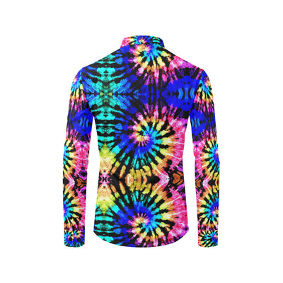 Tie Dye Rainbow Design Print Men's Long Sleeve Shirt