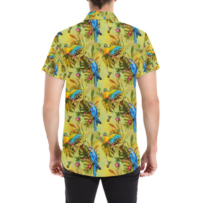 Parrot Pattern Print Design A02 Men's Short Sleeve Button Up Shirt