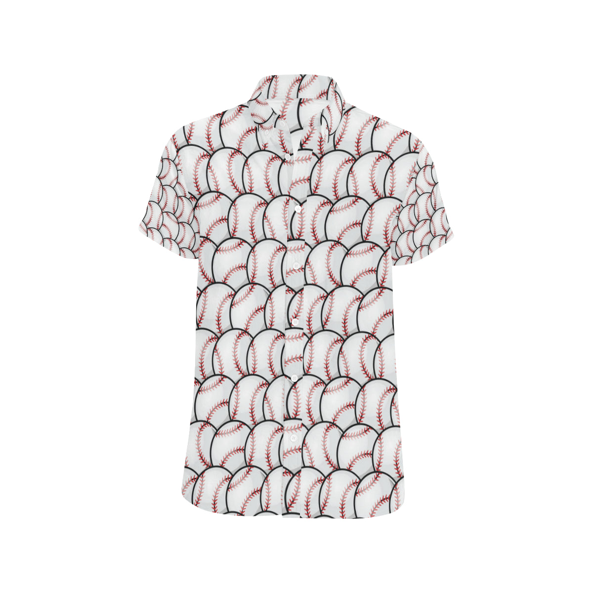 Baseball Pattern Men's Short Sleeve Button Up Shirt