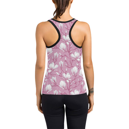 Magnolia Pattern Print Design MAG05 Women's Racerback Tank Top