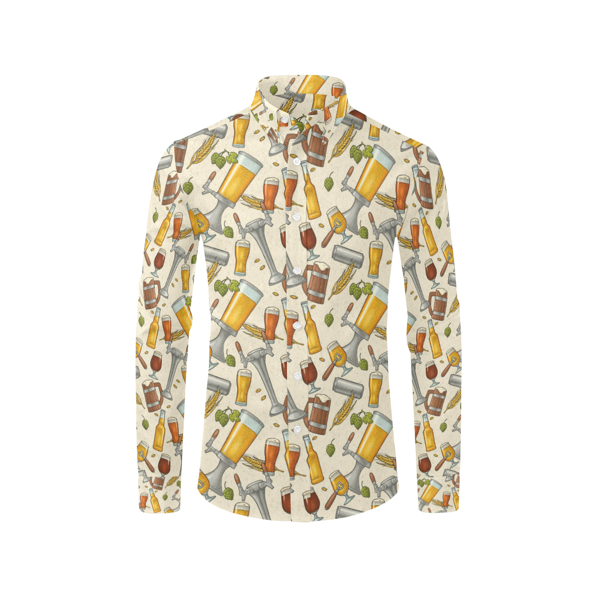 Beer Pattern Print Design 05 Men's Long Sleeve Shirt