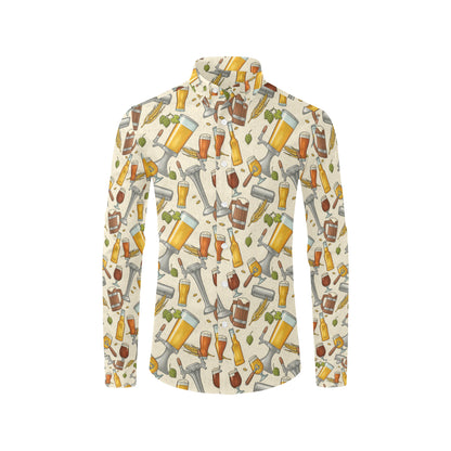 Beer Pattern Print Design 05 Men's Long Sleeve Shirt