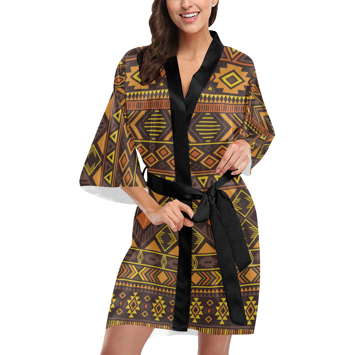 Navajo Pattern Print Design A06 Women's Short Kimono