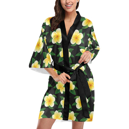 Plumeria Pattern Print Design A03 Women's Short Kimono