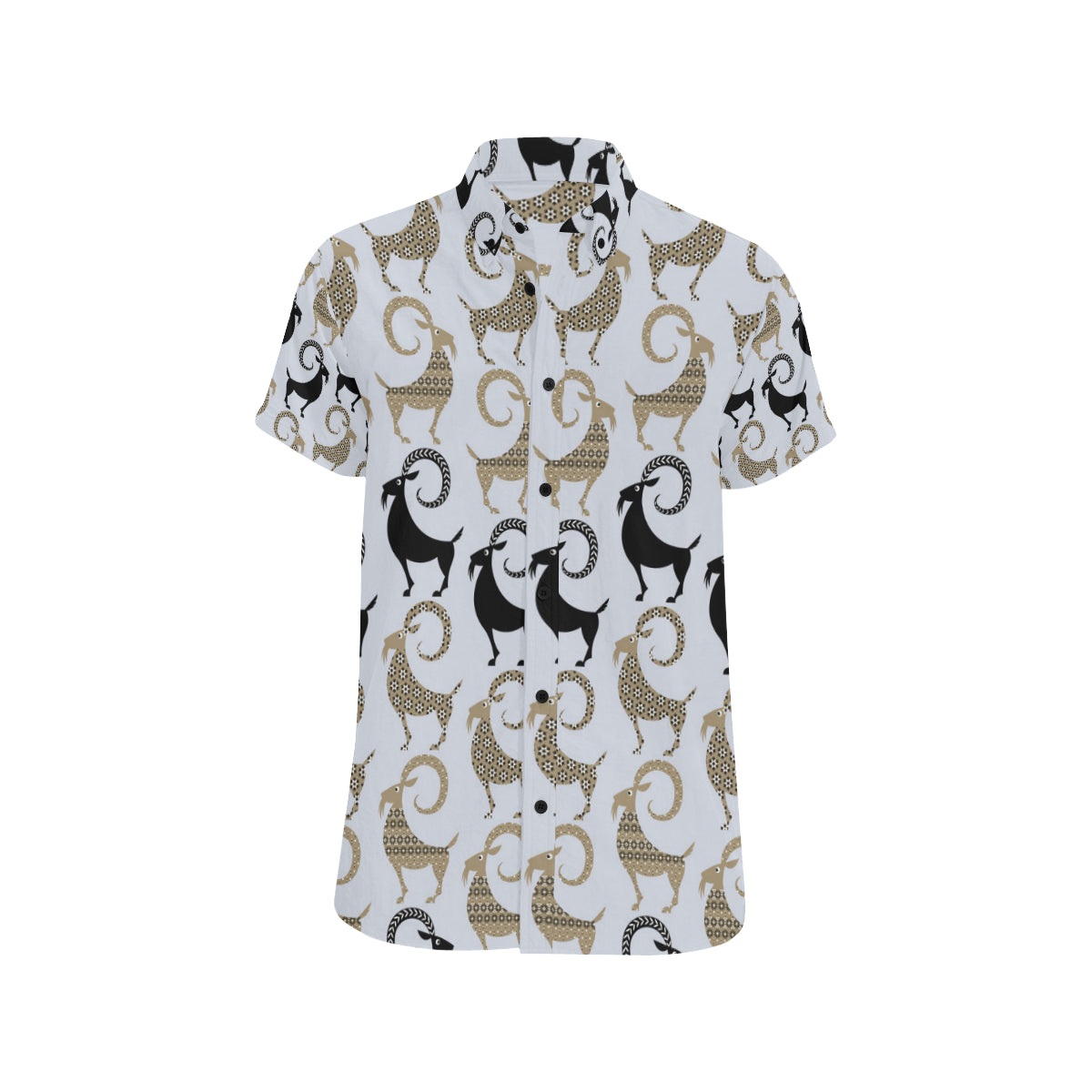 Goat Pattern Print Design 03 Men's Short Sleeve Button Up Shirt