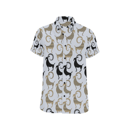 Goat Pattern Print Design 03 Men's Short Sleeve Button Up Shirt