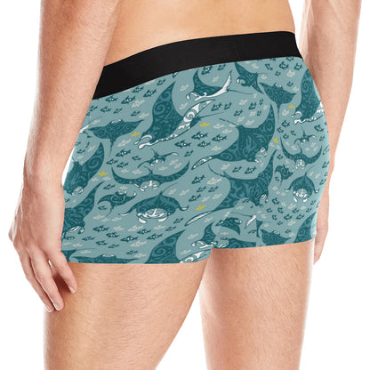 Manta Ray Tribal Pattern Print Design 03 Men's Boxer Briefs