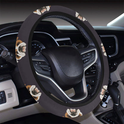 Bulldogs Pattern Print Design 03 Steering Wheel Cover with Elastic Edge