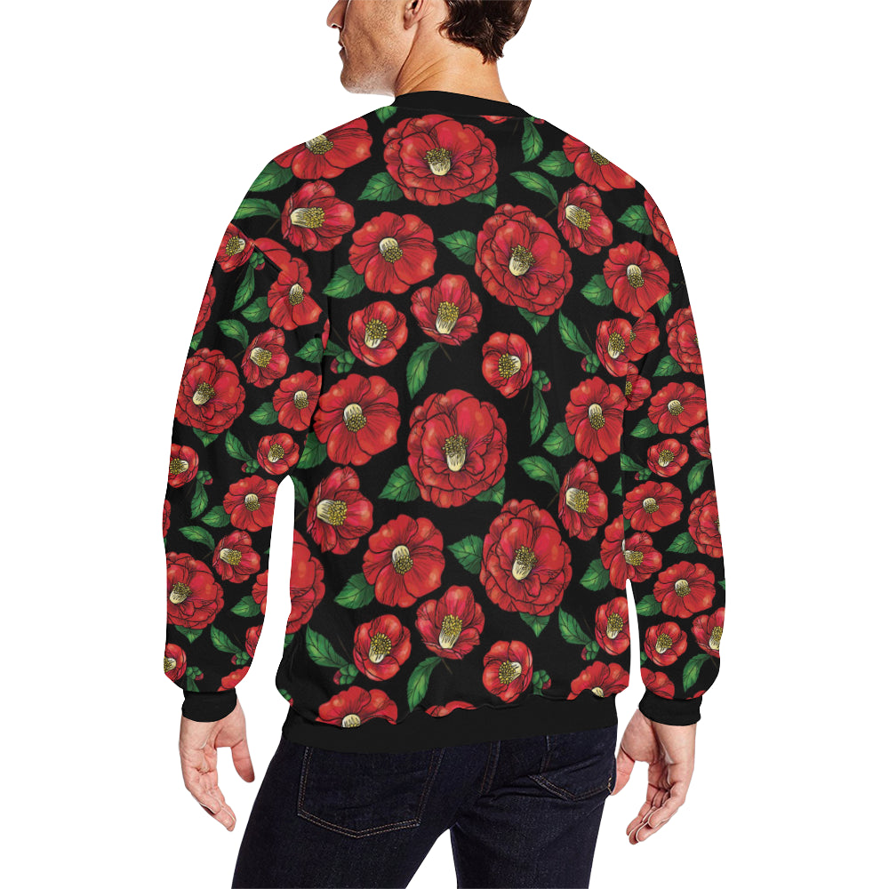 Camellia Pattern Print Design CM07 Men Long Sleeve Sweatshirt