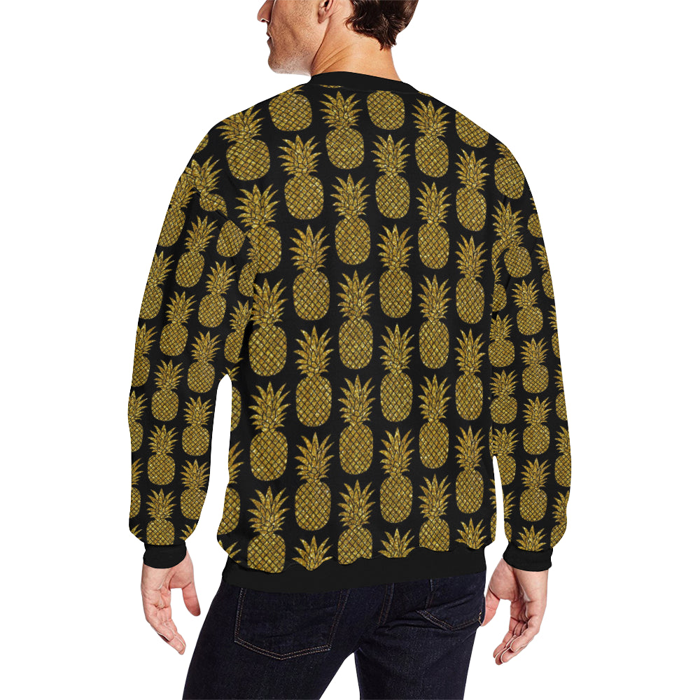 Gold Pineapple Pattern Print Design PP011 Men Long Sleeve Sweatshirt