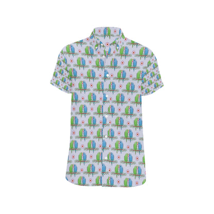 Budgerigar Pattern Print Design 05 Men's Short Sleeve Button Up Shirt