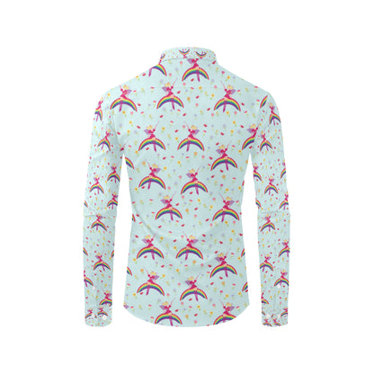 Fairy with Rainbow Print Pattern Men's Long Sleeve Shirt