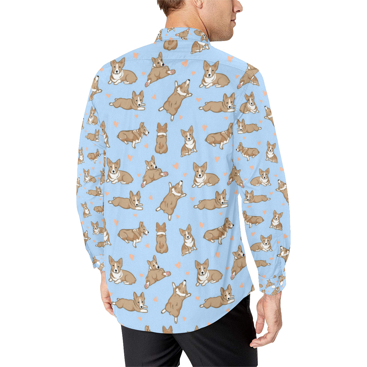 Pembroke Welsh Corgis Pattern Print Design A05 Men's Long Sleeve Shirt