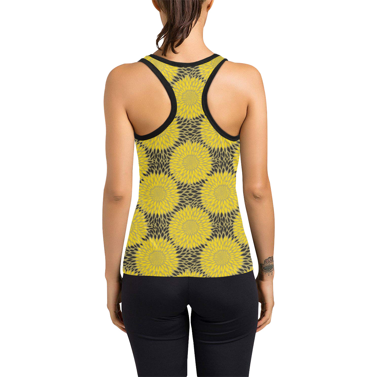 Sunflower Pattern Print Design SF06 Women's Racerback Tank Top