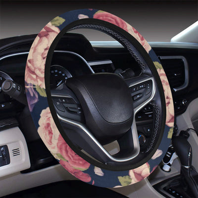 Peony Pattern Print Design PE03 Steering Wheel Cover with Elastic Edge