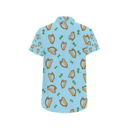 Harp Pattern Print Design 01 Men's Short Sleeve Button Up Shirt