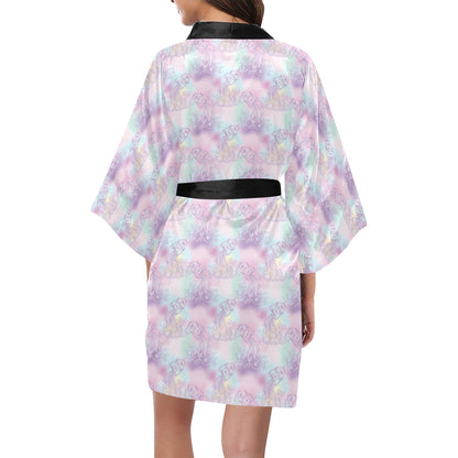 Aquarius Zodiac Pattern Print Design 01 Women's Short Kimono
