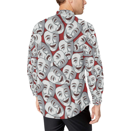 Acting Mask Pattern Print Design 01 Men's Long Sleeve Shirt