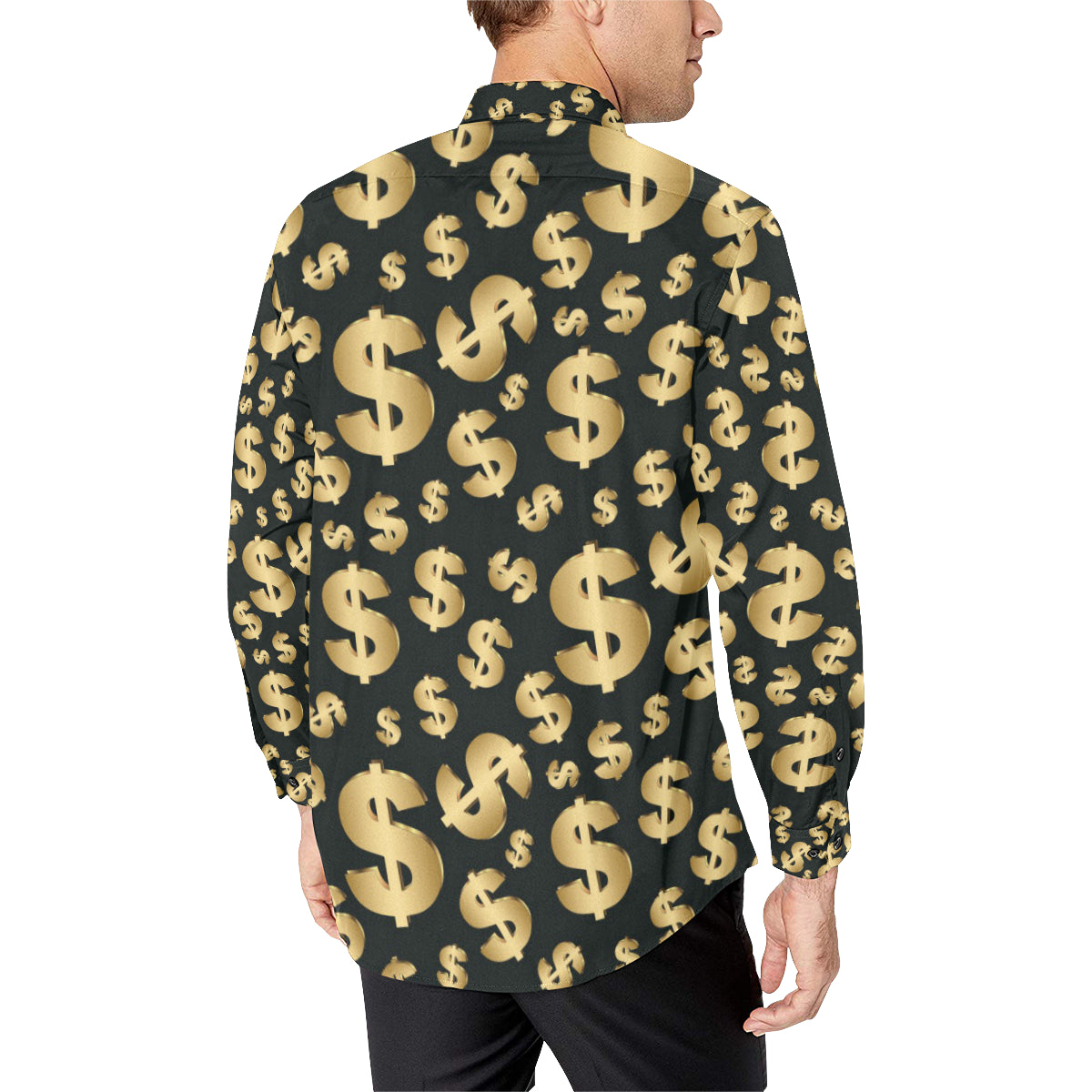Dollar Pattern Print Design DO04 Men's Long Sleeve Shirt