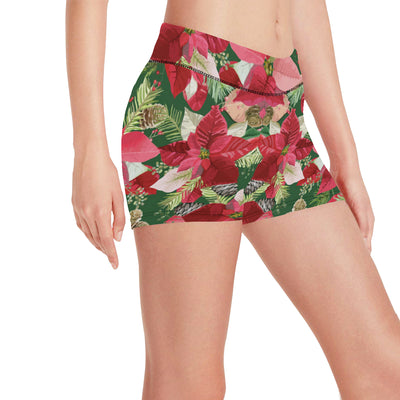 Poinsettia Pattern Print Design POT03 Yoga Shorts