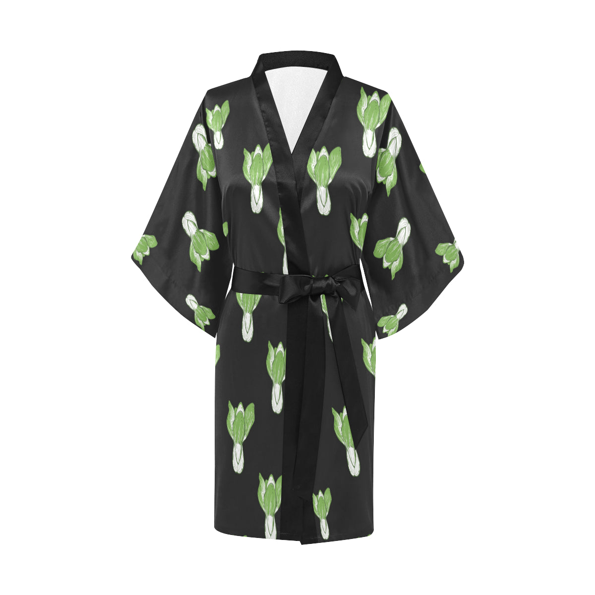 Kale Pattern Print Design 02 Women's Short Kimono