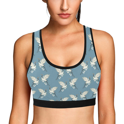 Crane Pattern Print Design 05 Sports Bra