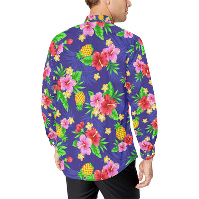 Hawaiian Themed Pattern Print Design H05 Men's Long Sleeve Shirt