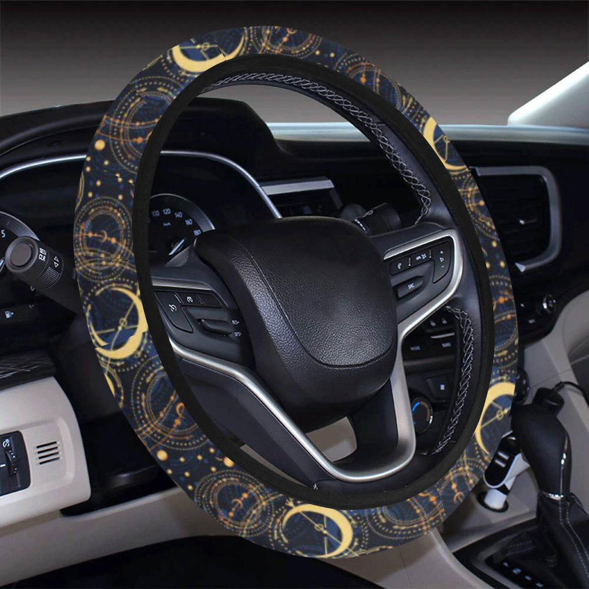 Celestial Pattern Print Design 04 Steering Wheel Cover with Elastic Edge
