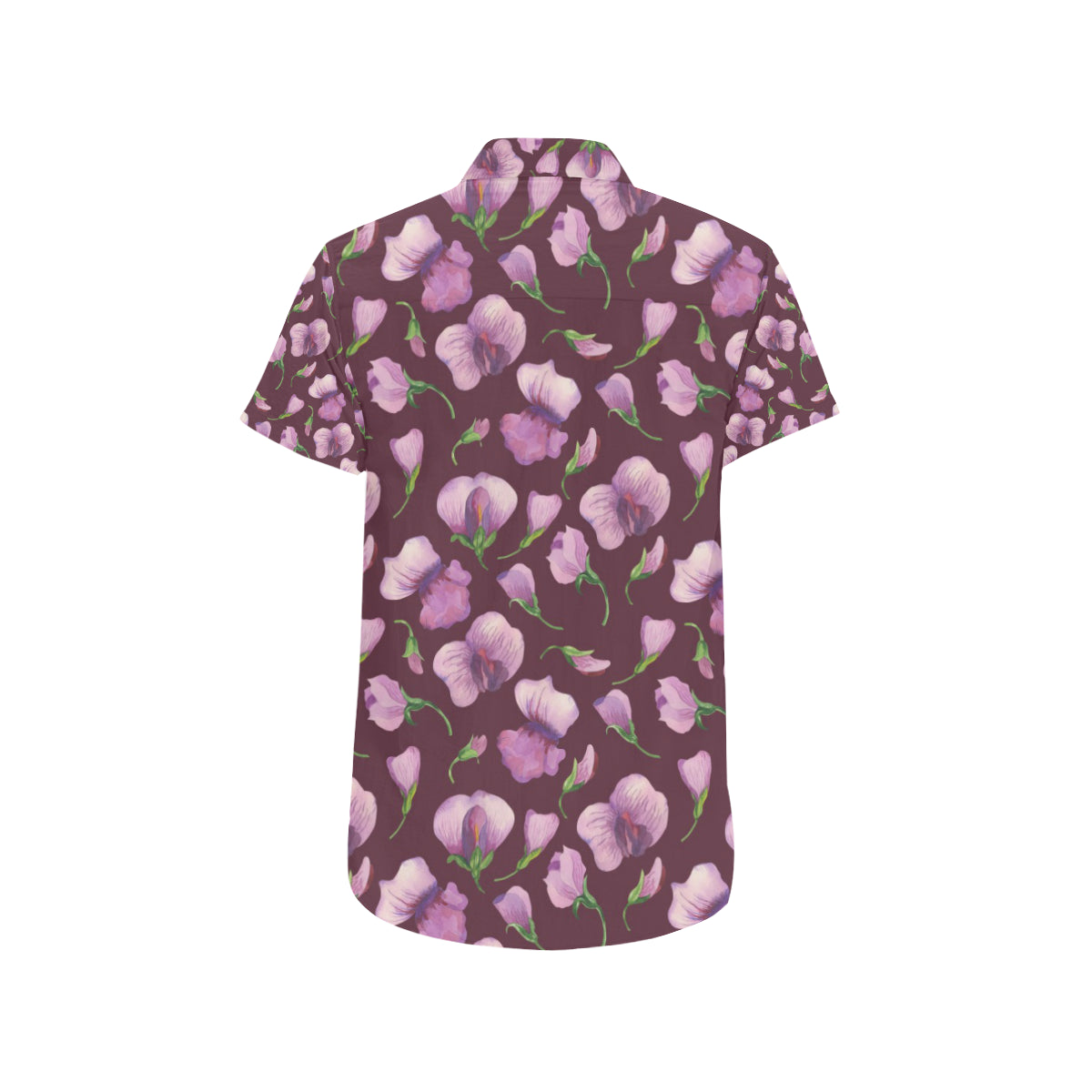 Peony Pattern Print Design PE010 Men's Short Sleeve Button Up Shirt