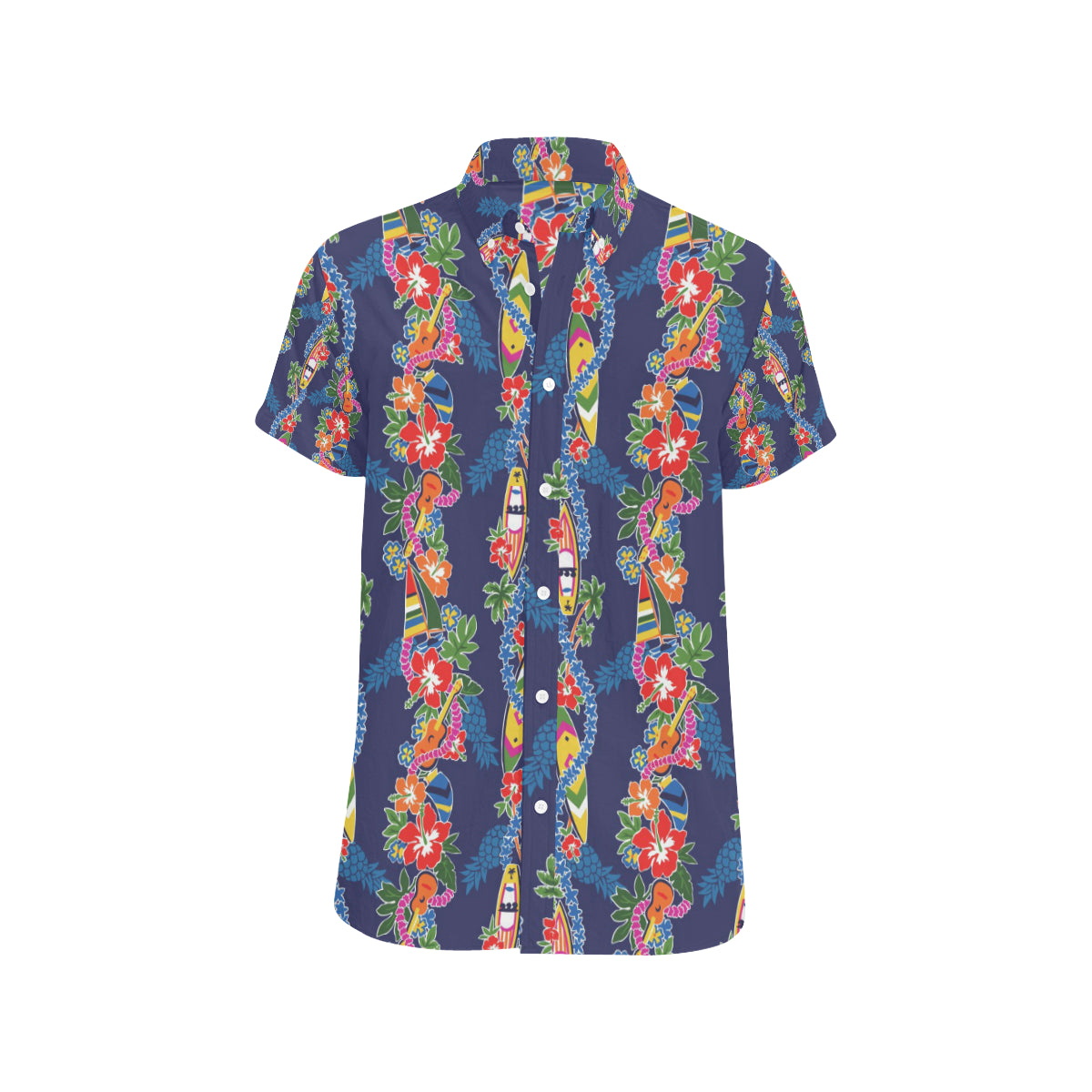Hawaiian Themed Pattern Print Design H04 Men's Short Sleeve Button Up Shirt