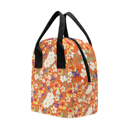 Tropical Flower Pattern Print Design TF027 Insulated Lunch Bag
