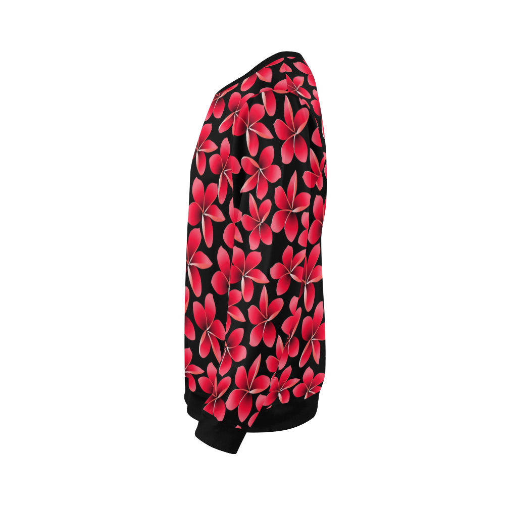 Red Plumeria Pattern Print Design PM025 Men Long Sleeve Sweatshirt