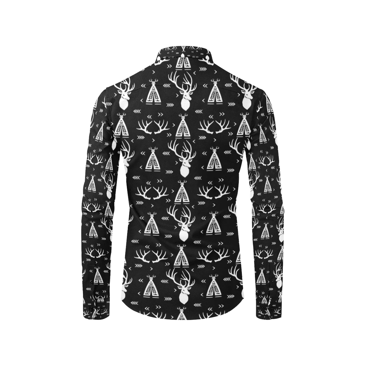Deer Native Indian Print Pattern Men's Long Sleeve Shirt