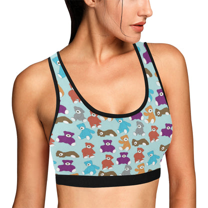 Bear Cute Pattern Print Design 03 Sports Bra